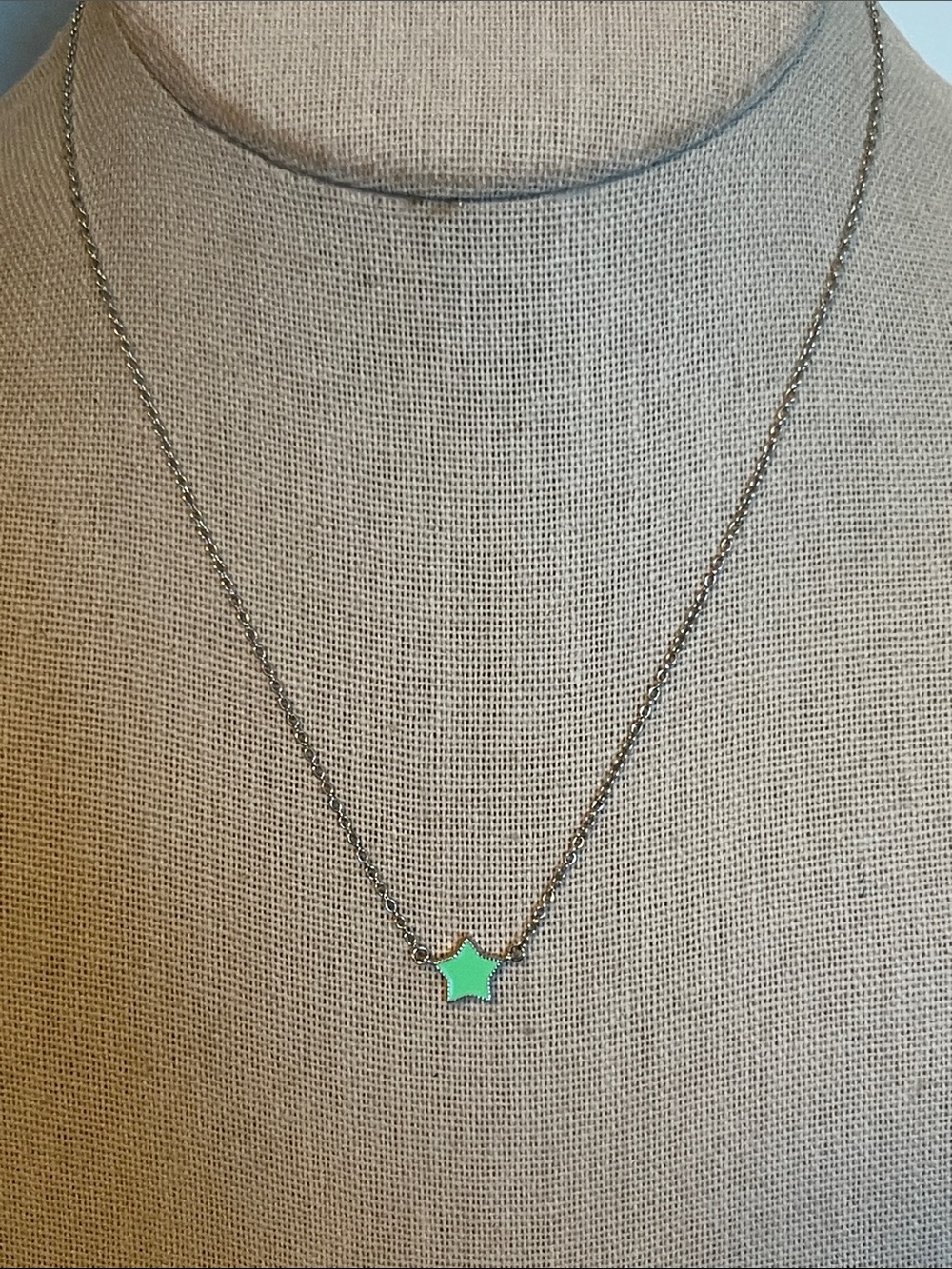 Mint Enamel Star Necklace